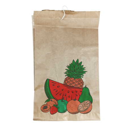 Bolsa de Papel para Fruta Antihumedad con cordel 14 + 9 x 21cm (975 uds)