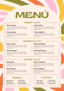 Ejemplos de menús de restaurantes 2