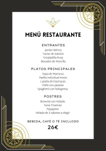 Ejemplos de menús de restaurantes