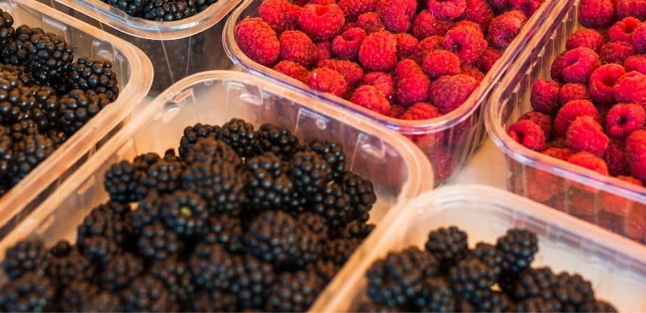 exhibición de productos frescos